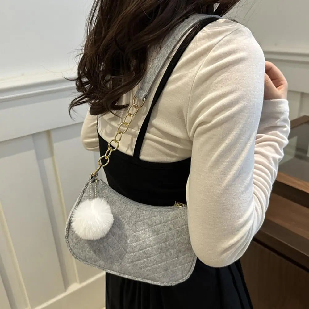 Mini Women Shoulder Bags Fashion Felt Women's Bag Advanced Design Underarm Handbags Mini Saddle Bag