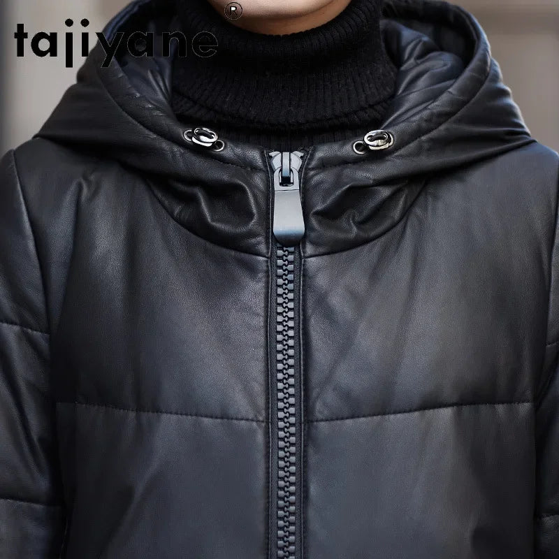 Tajiyane Winter 2020 Real Sheepskin Jacket Women White Duck Down Coat Woman Hooded Parkas Jackets Long Coats Abrigo Mujer TN1335