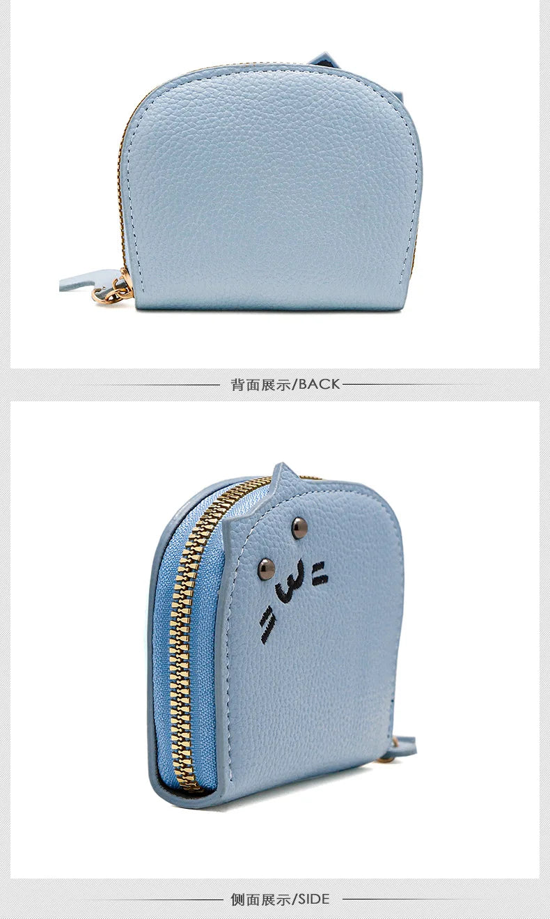 Women's Wallets New Cartoon Cat Compact Kawaii Cute Fashionable Trendy Small Card Bags Portable Large Capacity Coin Purses Girl