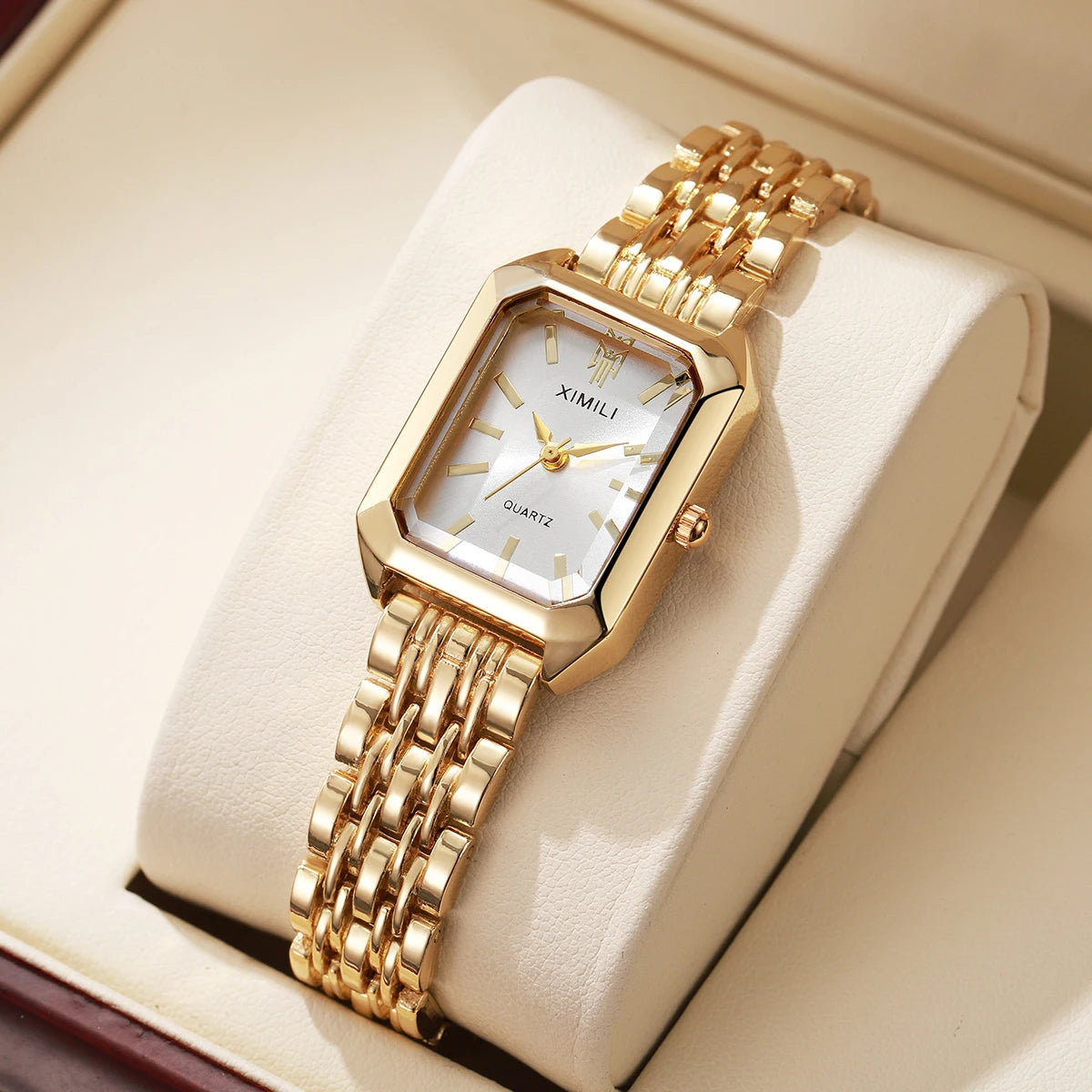 1/2/4PCS Elegant Rectangle Woman Quartz Watch Luxury Stainless Steel Band Ladies Wristwatches Relogio Feminino（Without Box）