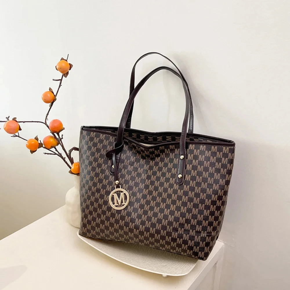 Vintage Ladies Tote Bag Large Capacity Fashion Elegant Handbag Classic Underarm Bag Women's Shopping Bag