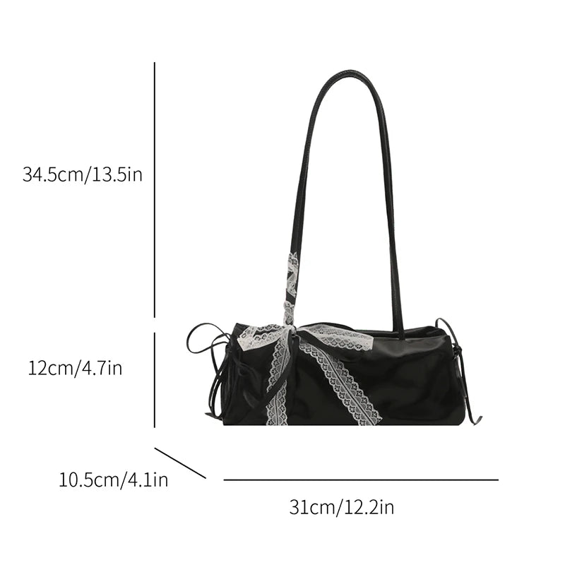 French Elegant Square Bag Korean Bow Decoration Pu High-quality Bag Niche Simple Ballet Style Shoulder Bag New Casual Women Bags