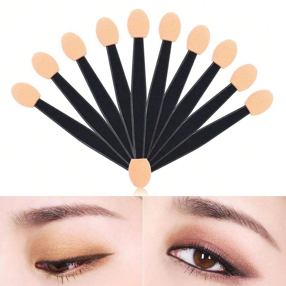 100/200Pcs Double-Headed Eyeshadow Brush, Disposable Dual Sided Eyeshadow Brush Double Ended Sponge Applicator Oval Tipped