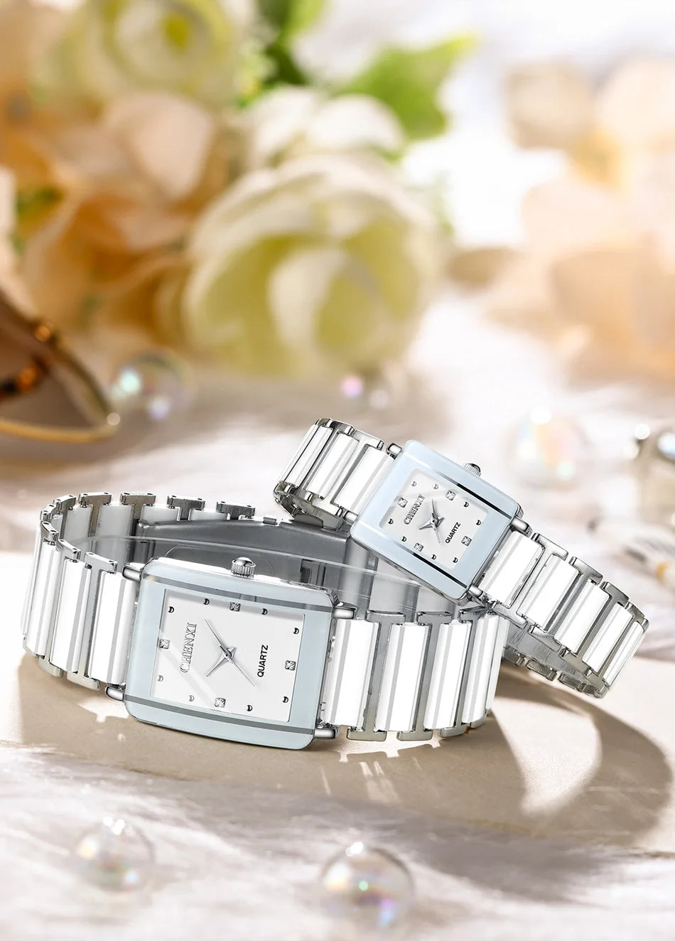 CHENXI 104A Waterproof Top Brand Luxury Couple Watches Watch for Women Men with Simulated-Ceramics Strap Relojes Para Damas