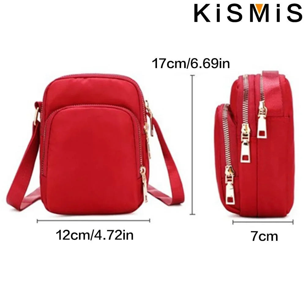 Fashion Women Nylon Crossbody Bag Adjustable Shoulder Purse Casual Handbag Mobile Phone Pouch for Everyday Use