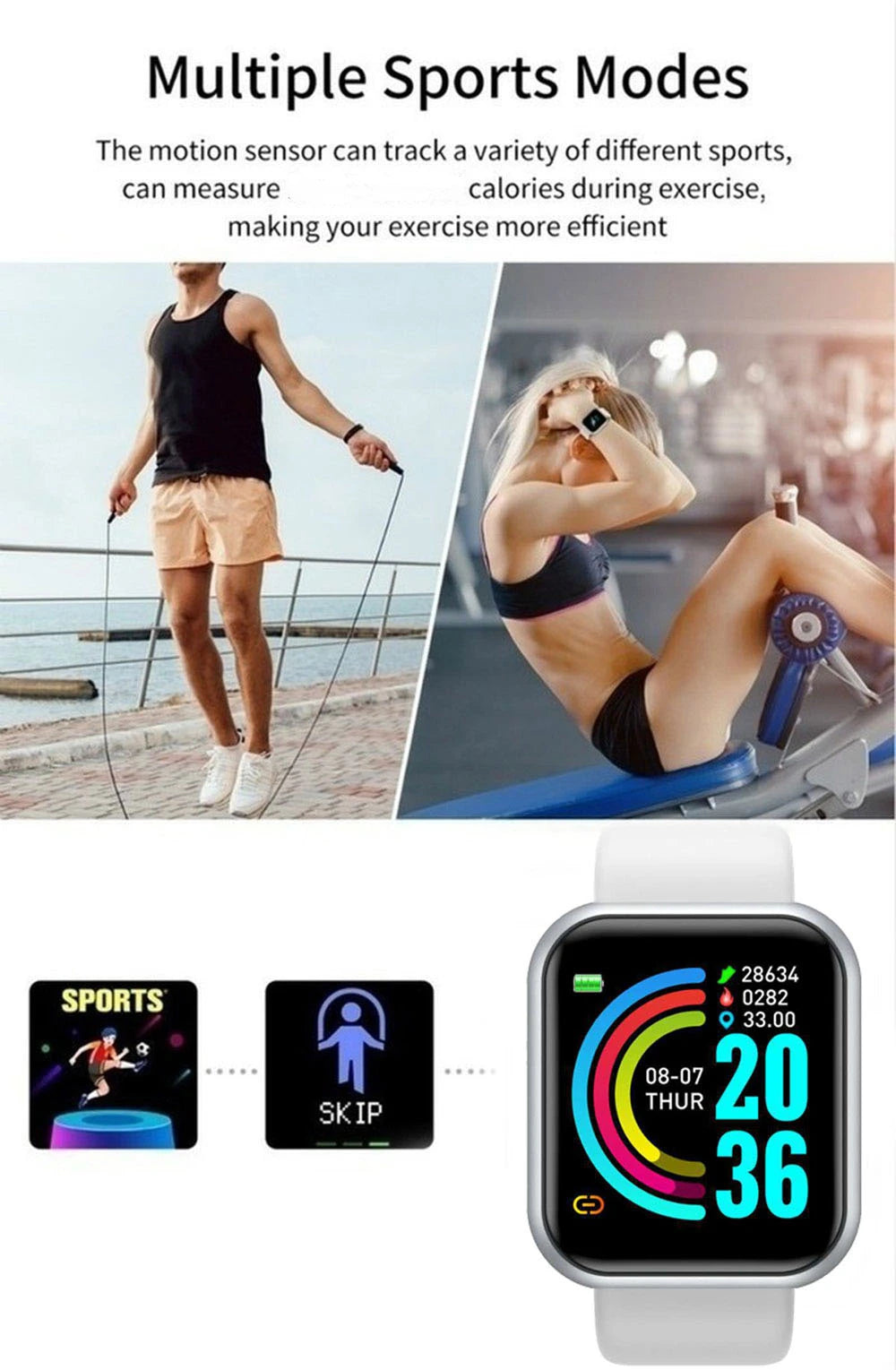 Men Watch Electronic Fitness Bracelet Smartwatch Smart Watch Y68 D20 Sleep Monitor Gift For IOS Android Smartphones Alarm Clock