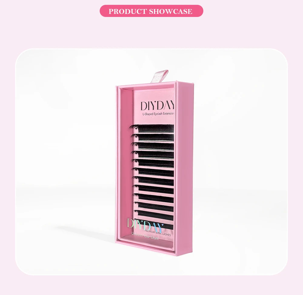 DIYDAY U-shaped YY Eyelash Extension Premium PBT Double Layer U-Shaped YY Lashes Ultra Soft Featherlight False Mink UY Eyelashes