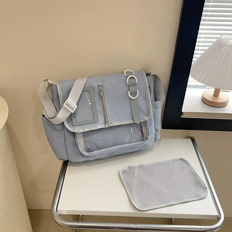 Y2K Japanese Harajuku School Bags for Girls New Transparent Itabag Shoulder Crossbody Bag DIY Badges Display Plate Ita Bag