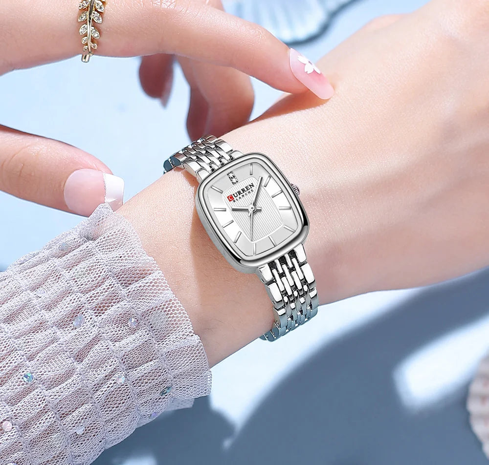 Curren 9093 Women's Quartz Watch Waterproof Luxury Party Women's Watch Elegant Gold Rectangular Dial Quartz Watch Bracelet Gift