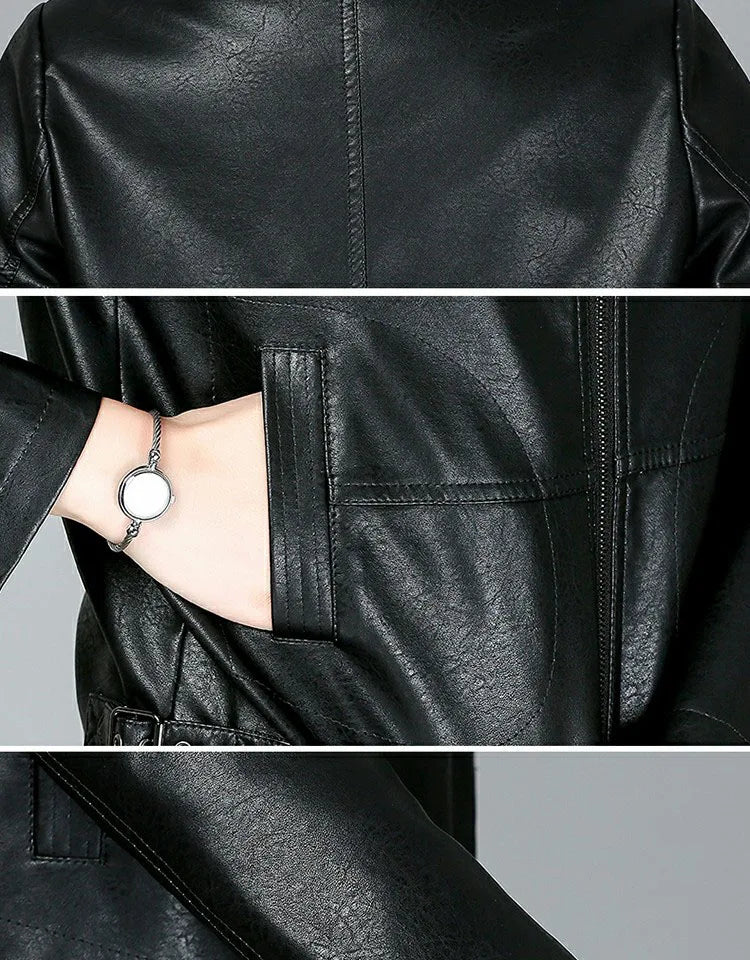 New Women Sheepskin Jacket Spring Autumn 2025 Fashion Casual Long Sleeve Short Zipper Leather Coat Loose Split Leather Outerwear