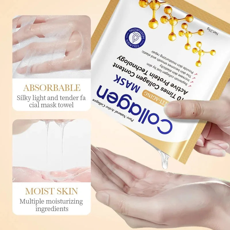 SADOER Collagen Face Sheet Mask Firming Moisturizing Repair Brightening Skincare