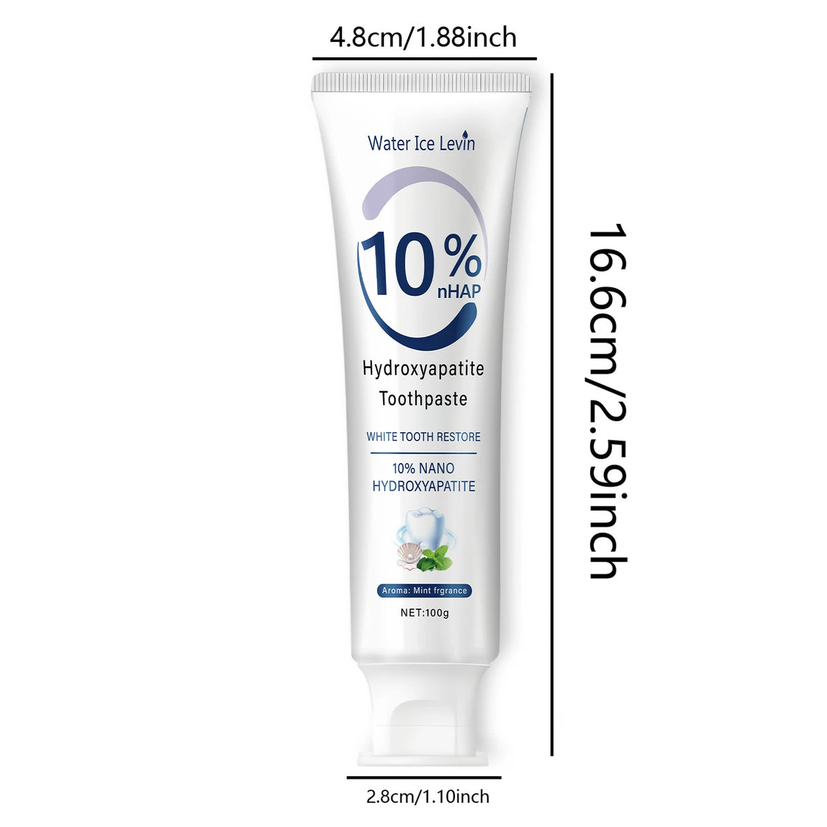 10% Nano Hydroxyapatite Toothpaste Restores White Teeth. Protects Gums. Deep Cleans. Brightens Smile. 100g Fresh Mint.