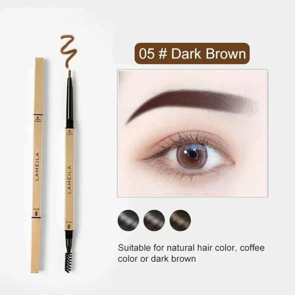 5 Colors With Brush Double Head Eyebrow Pencil Waterproof Smooth Eyebrow Stick Sweatproof Eyebrow Gel Tattoo Pencil Cosmetics