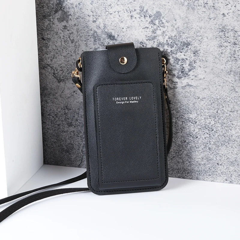 2024 new solid color fashion simple shoulder bag slung mobile phone bag women's driver's license card wallet