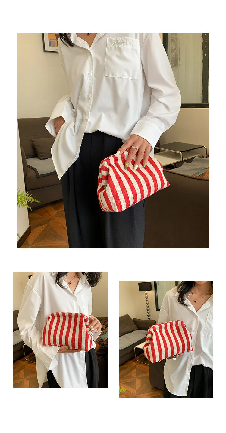 Summer Woven Crochet Purses for Women Beach Clutch Handbags 2026 Dumpling Hobo Casual Colorblock Bag Ladies Ruched Cloud Purse