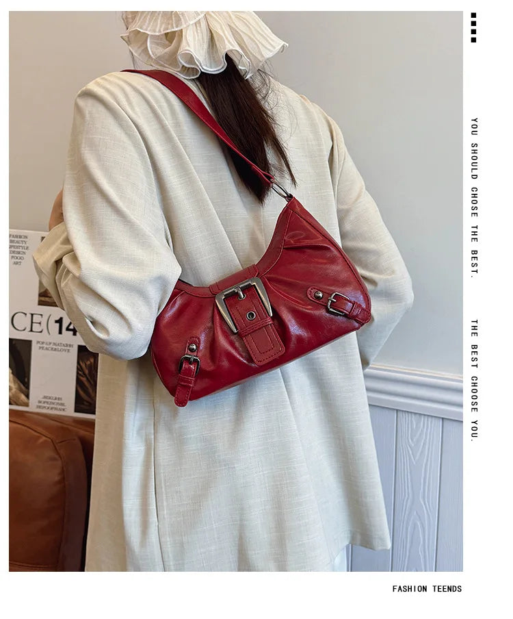 Large-capacity pleated armpit bag for women 2025 new retro commuter temperament motorcycle old style shoulder bag