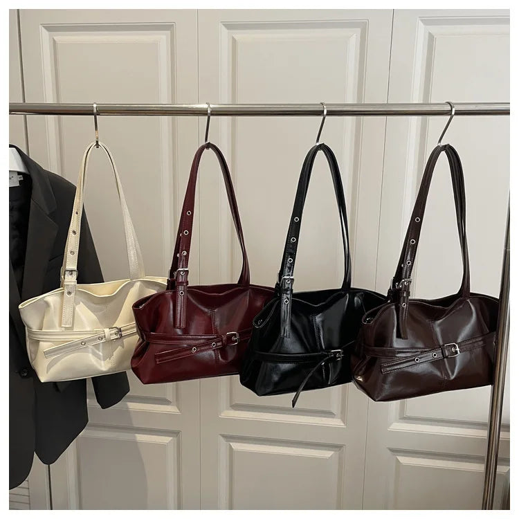 Large Capacity Women's Shoulder Bag Tote Commuter Bag Simple Vintage Cross-Border New Style Bag Versatile Sensation 2025