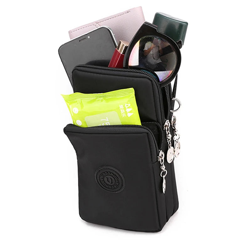 New Women Mobile Phone Bag Nylon Cell Phone Bag Coin Purse Strap Shoulder Bag Small Crossbody Bags for Women Wallet Travel Purse