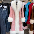 YOLOAgain Mongolia Sheep Fur Collar Real Leather Coat Women Suede Jacket 2025 Winter Outerwear