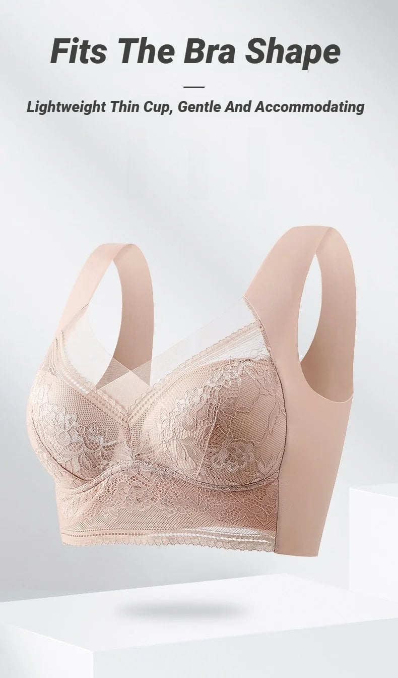 Fall Sweet Seamless Ice Silk Push Up Bra For Women Wireless Lace Bralette Plus Size Brassiere Summer Comfort Underwear Lingerie
