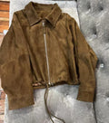 Suede Leather Flower Bud Jacket for Women Trendy Kid Suede Drawstring Silhouette Short Coat Streetwear Chill Casaco Feminino
