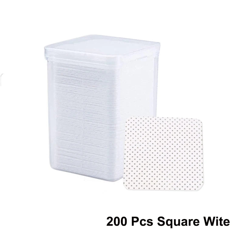 200Pcs/Box Lint Free Nail Wipes Eyelash Extension Glue Wipes Cleaner Cloth Non-Woven Fabric Nail Gel Remover Cotton Pad