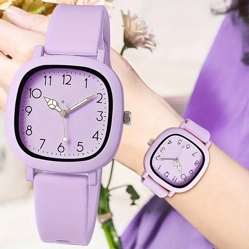Fashion Square Women Quartz Watch Casual Silicone Band Ladies Wristwatch for Girls Clock Relogio Feminino