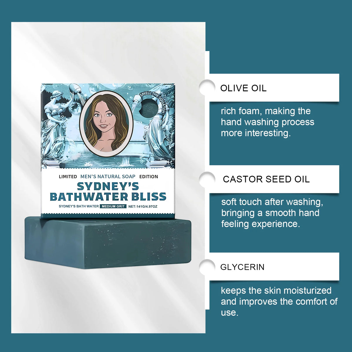 Bathing Soap Bar — Deep Cleansing, Nourishing, Oil-Control, Odor-Removing, Moisturizing & Refreshing, Fragranced Clean Skin