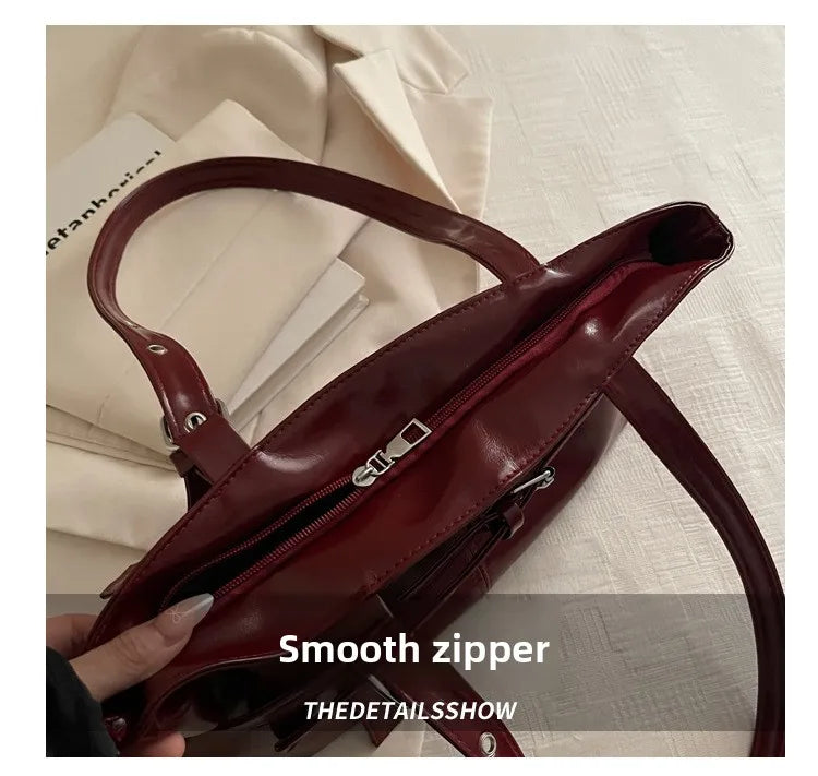 Large Capacity Women's Shoulder Bag Tote Commuter Bag Simple Vintage Cross-Border New Style Bag Versatile Sensation 2025