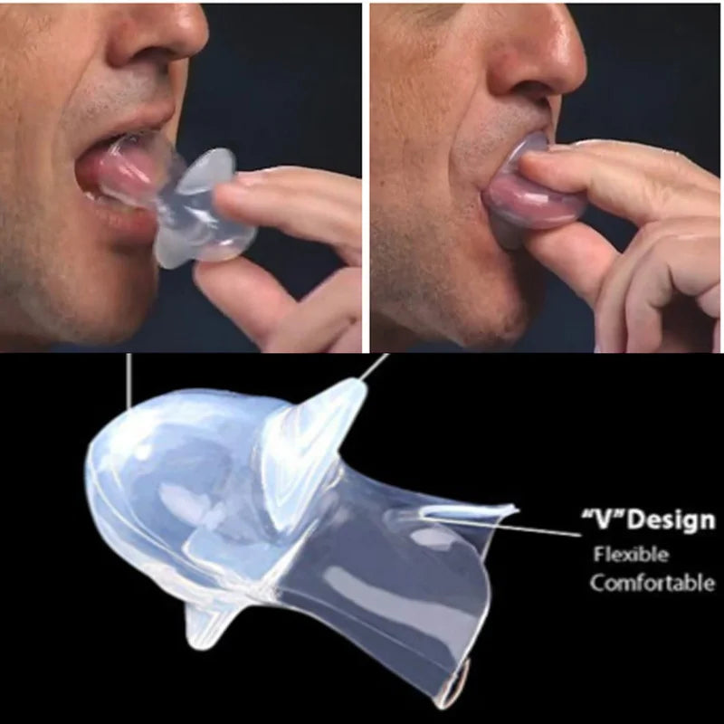 1PC Silicone Anti Snore Device Apnea Aid Snore Stop Tongue Retainer Anti Snoring Mouthpiece