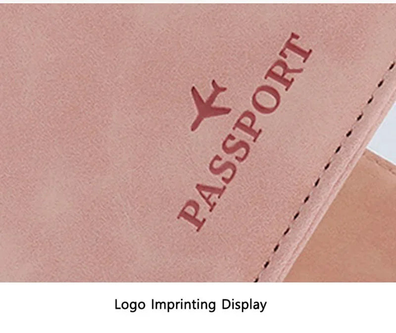 RFID Blocking Waterproof Leather Passport Holder Travel Credit Card Wallet Passport Book for Women Men Buckle Passport Cover