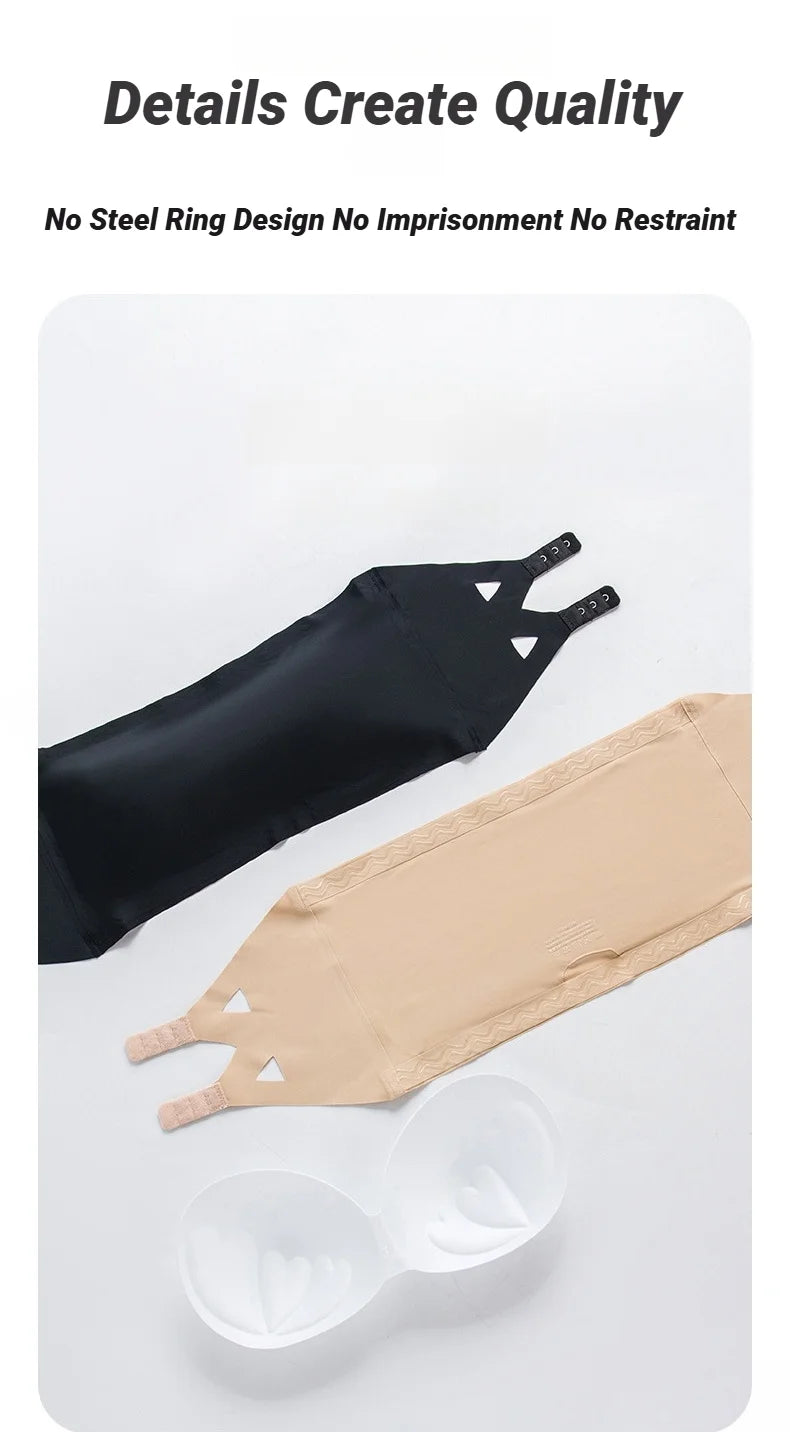 Seamless One-Piece Tube Tops Women Removable Pads Intimates Basic Black/White/Skin Womens Strapless Bra Bandeau Sexy Ice Silk