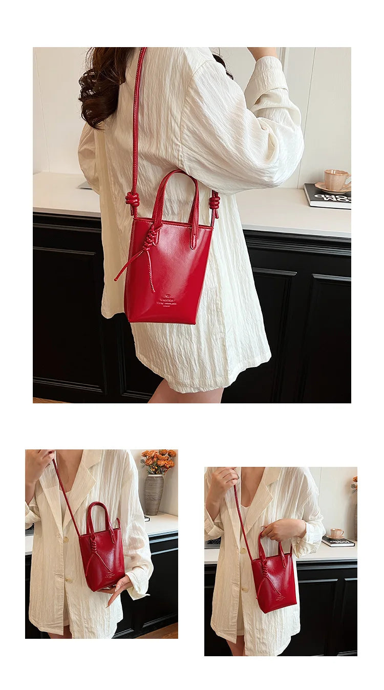 PU Leather Mini Crossbody Bag for Women 2025 New Korean Fashion Luxury Shoulder Bags Female Simple Retro Handbags and Purses