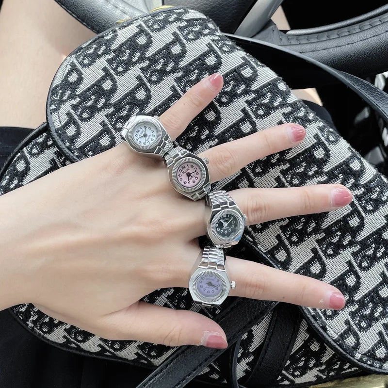 Ring Watch New Hot Selling Creative Alloy Shell Finger Circular Dial Couple Men And Women