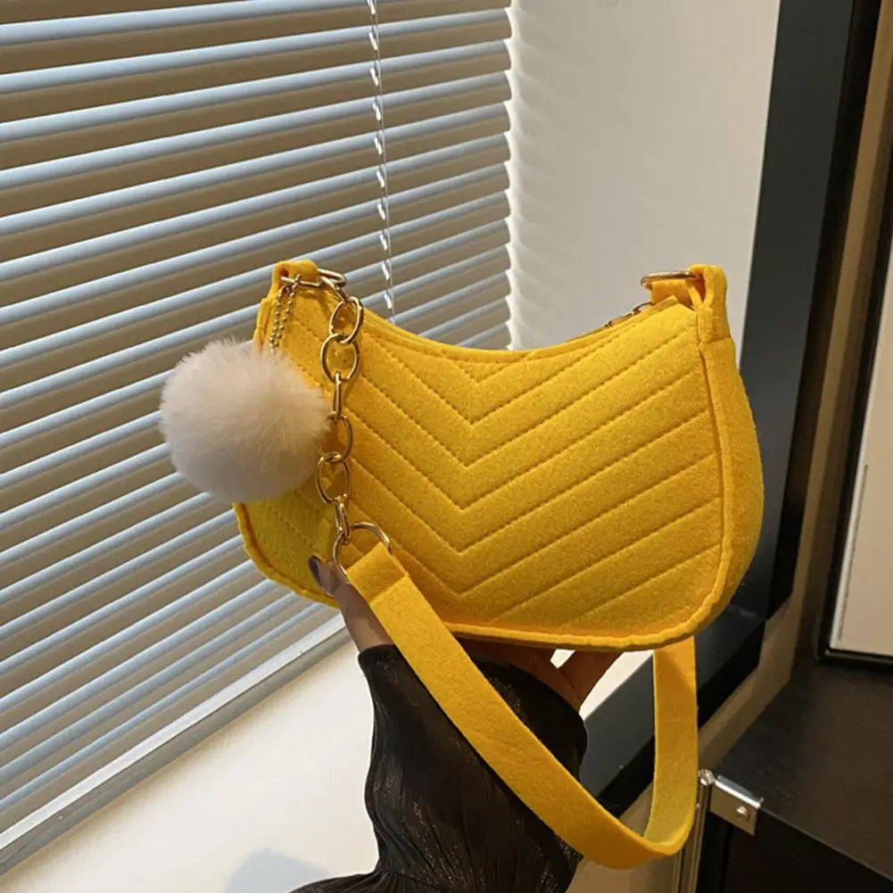 Mini Women Shoulder Bags Fashion Felt Women's Bag Advanced Design Underarm Handbags Mini Saddle Bag