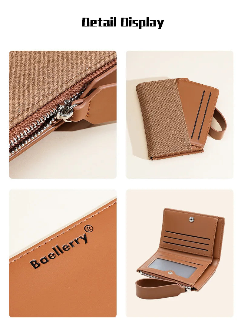 Baellerry Fashion Zipper Wallets Buckle Coin Purse Hand Women's Short Wallet Bifold Multi-slot Card Holder