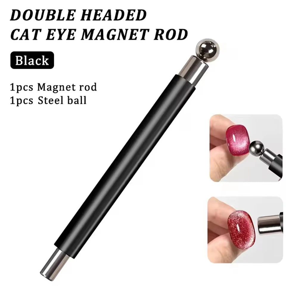 1/2Pcs Cat Eye Magnetic Set Ball With Nail Magnetic Stick Tool Set Double-head Strong Magnet Pen 3D Cat Eye Gel Nail Supplies