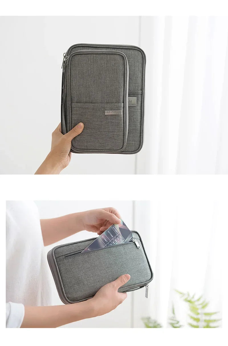 New Women Multi-Function Waterproof Travel Passport Holder Cover Case Pink Bags Family Document Organizer Travel Accessories Bag