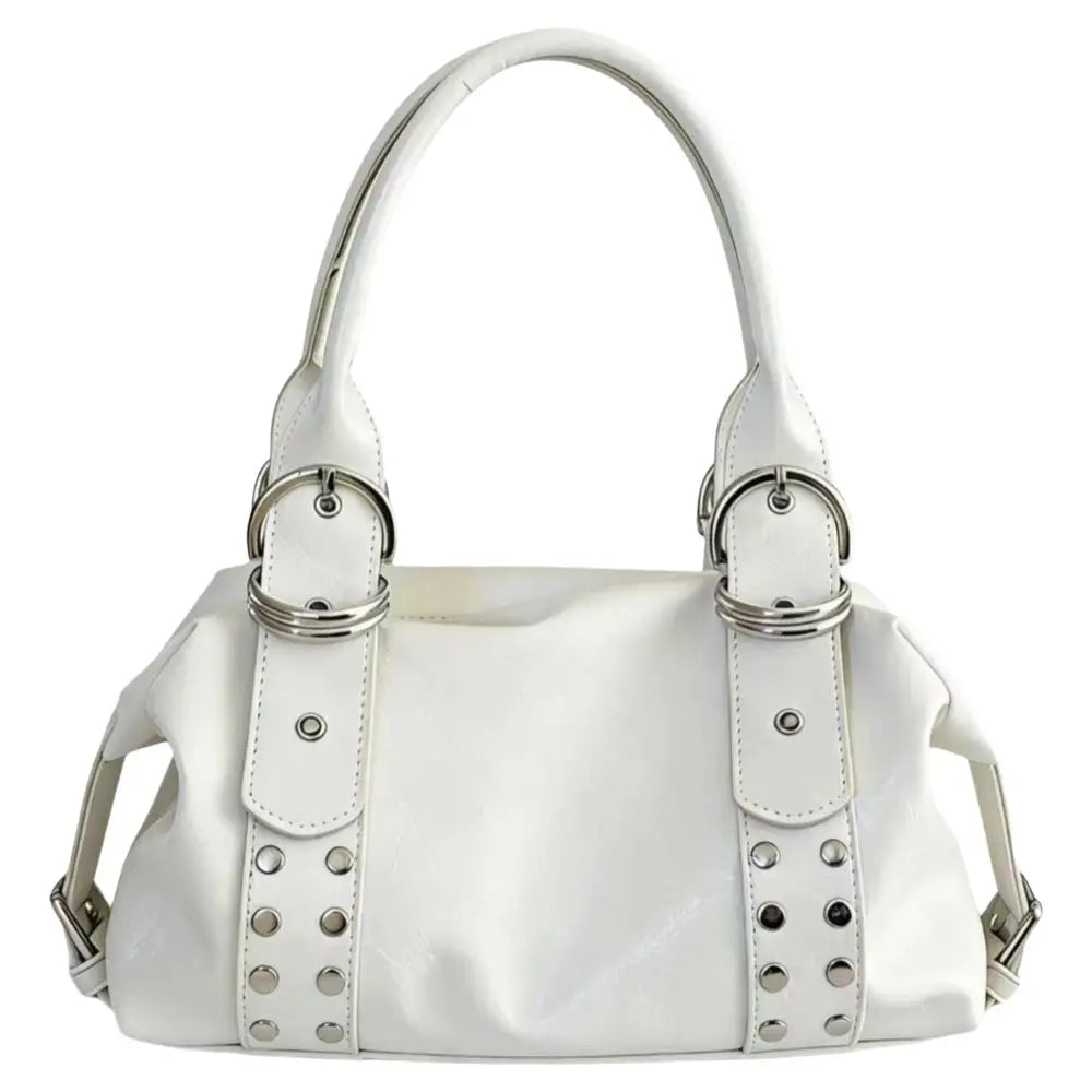 New PU Leather Women Shoulder Bag Large Capacity Y2K Motorcycle Bag High Quality Fashion Rivet Handbag Daily Use