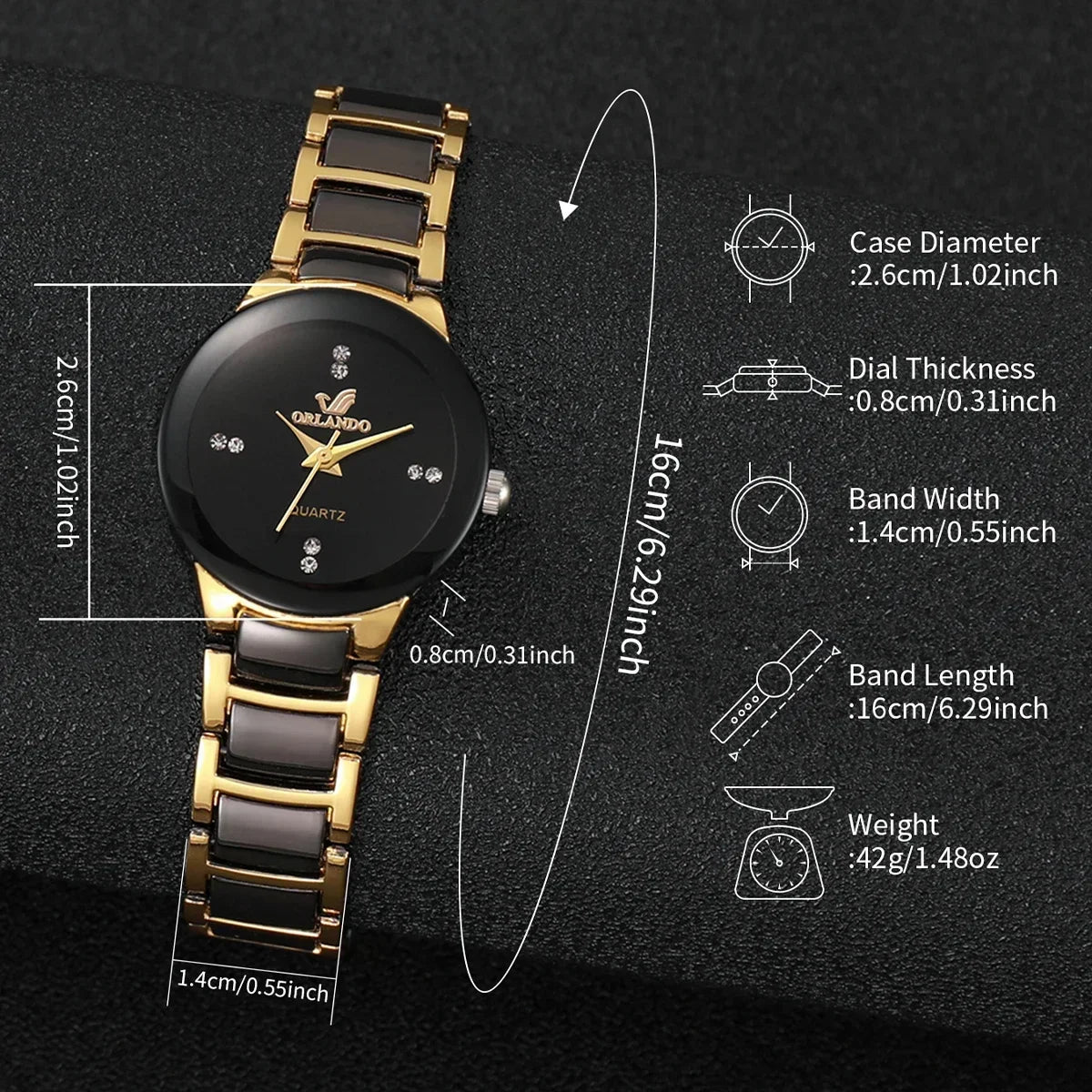 1/2PCS Fashion Couple's Watches Luxury Women Quartz Watch Men Business Watches Black Steel Band Male Analog Quartz Watch