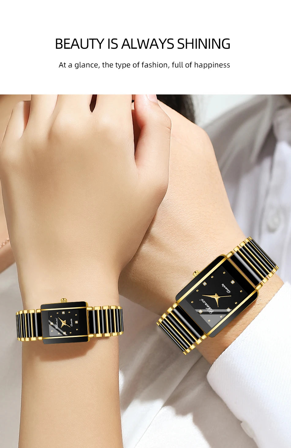 2PCS Couple Watches Ceramics Waterproof Fashion Leisure Men's and Women's Watch Reloj Mujer Romantic Birthday Gift Wristwatch