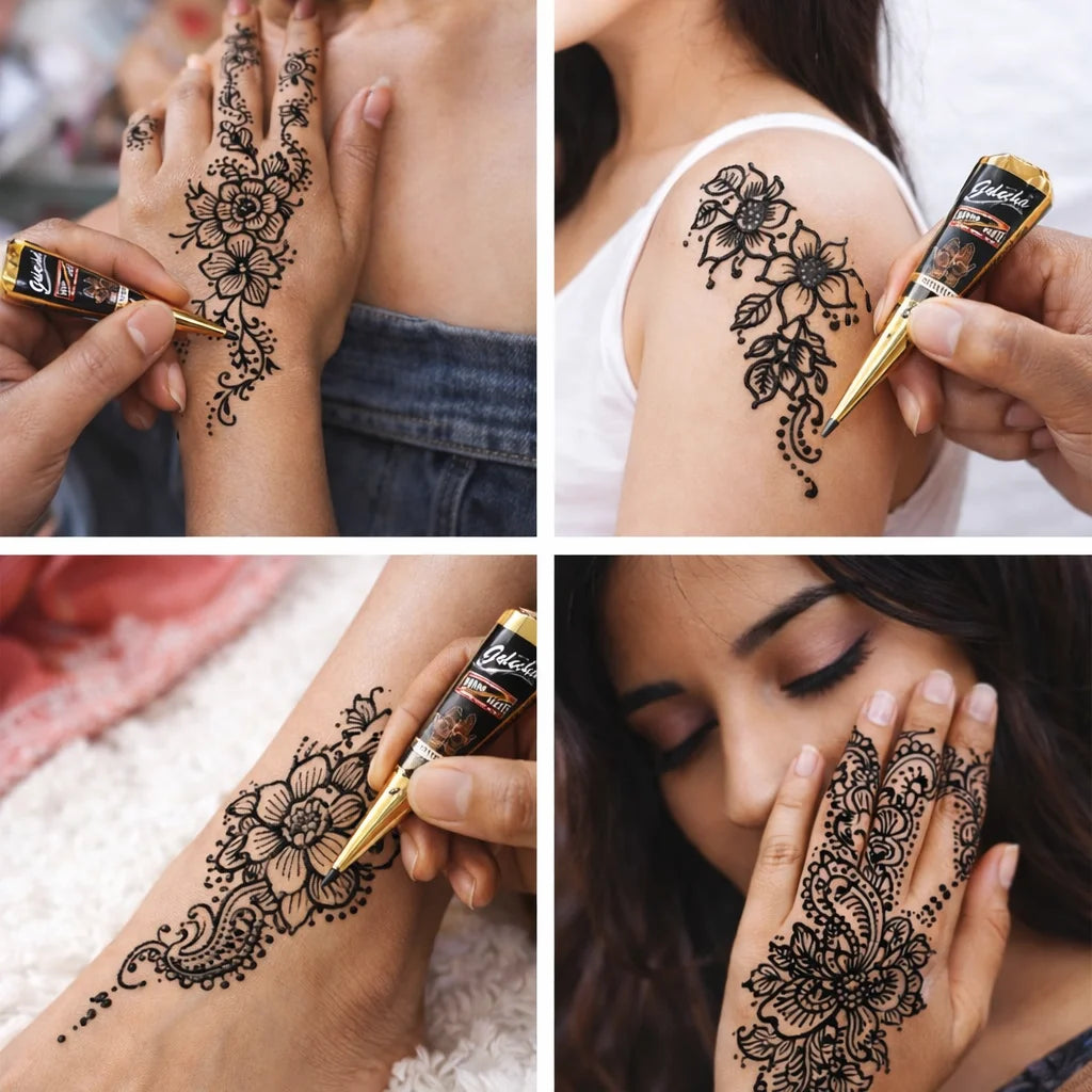 1/3/12pcs Henna, Brown, Black, Red, Temporary Henna, Semi-Permanent Henna Art