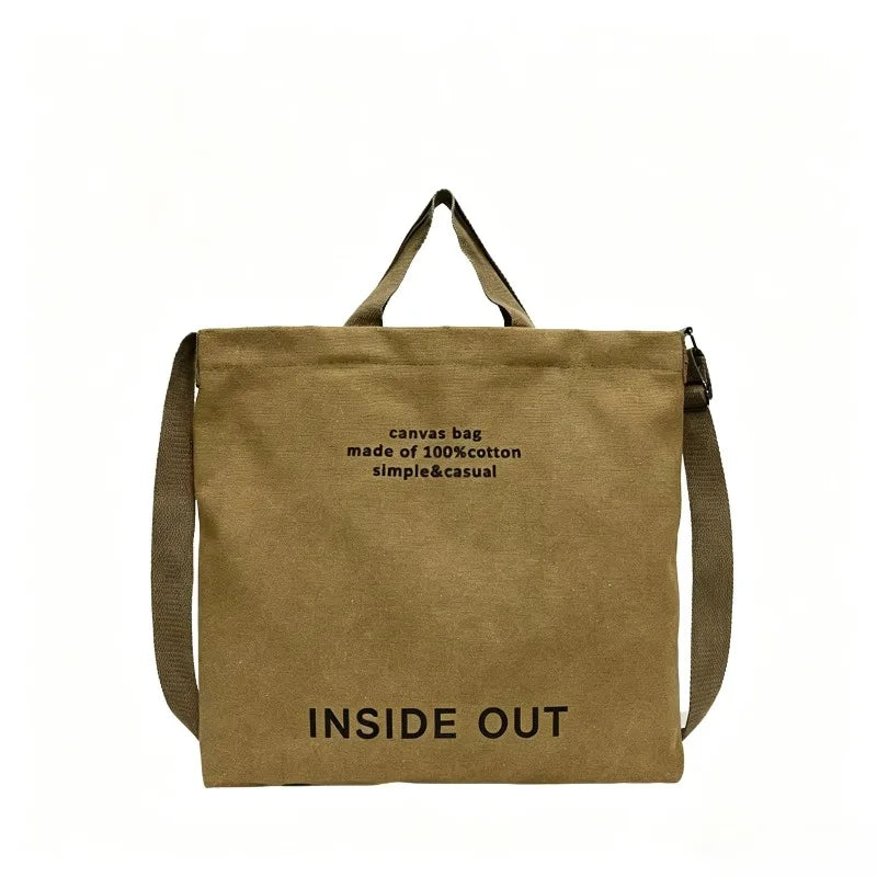 Japanese Canvas Men's and Women's Simple Cross-body Bag Wash Canvas Thick Handbag Large Capacity Arts Students Package Satchel
