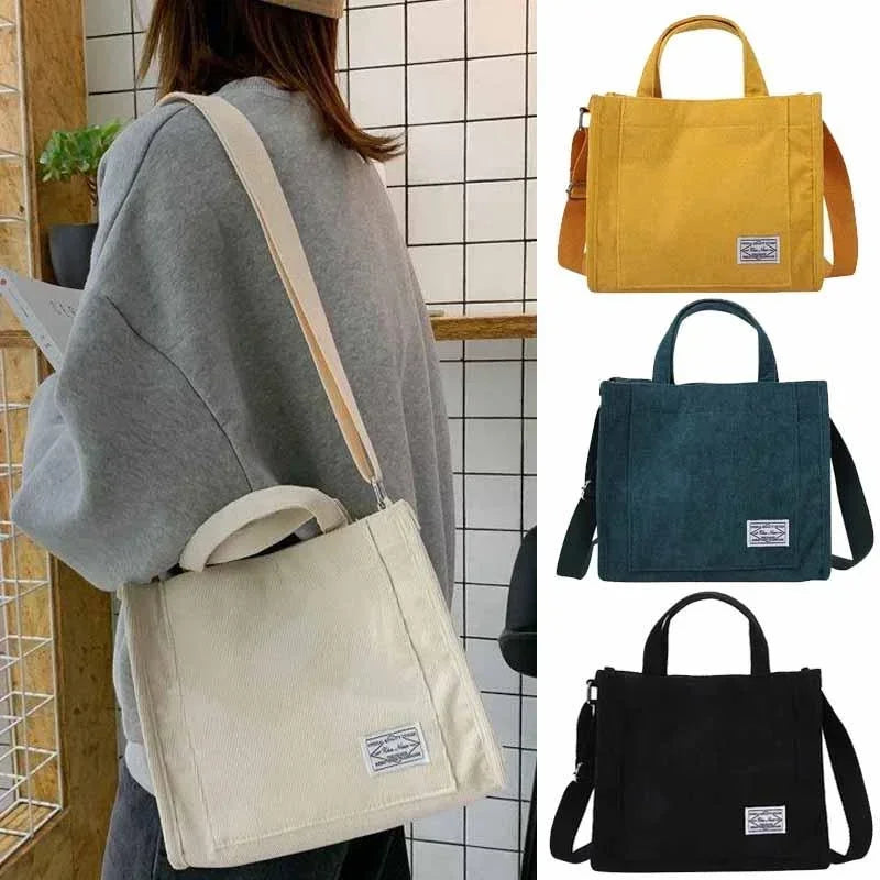 Velvet Corduroy Shoulder Bag Ladies Large Capacity Crossbody Tote Multi-Pocket Versatile Daily Fashion Purse Adjustable Strap
