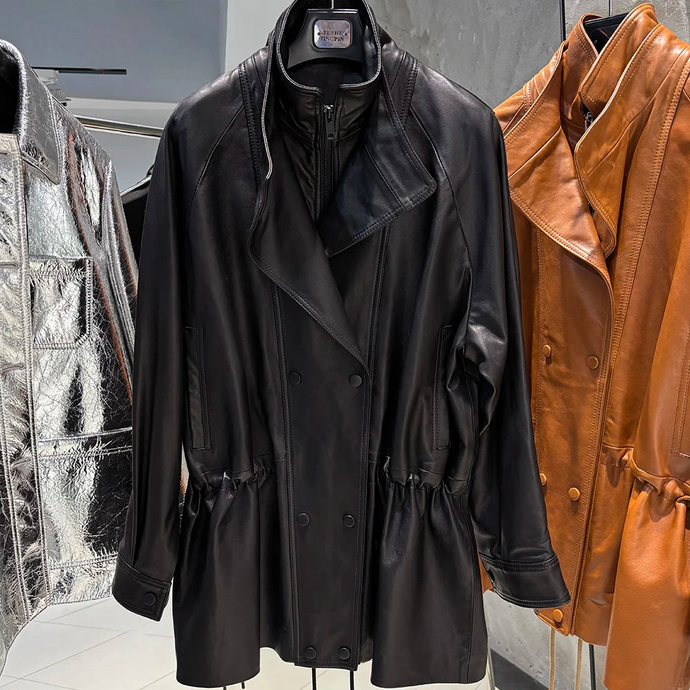 YOLOAgain 2025 Autumn Oversized Leather Jacket Coat Women High Quality Suede Jacket
