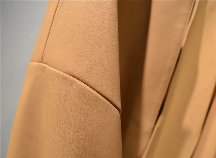 Autumn Puff Sleeve Genuine Leather Jacket Women 100% Sheepskin Collarless Cardigan Casacas Loose Small Short Blouson Cuir Femme