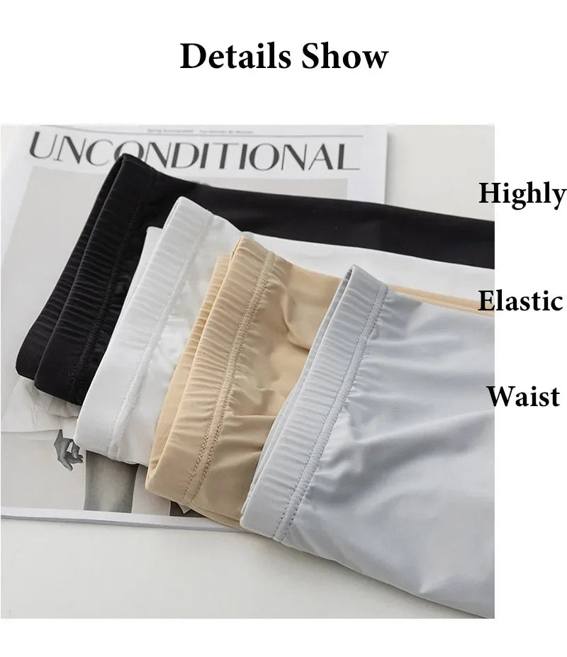 Seamless Ice Silk Safety Short Pants Women Thin Plus Size High Waist Under Skirt Boxers Panties Anti Rub Thigh Safety Shorts