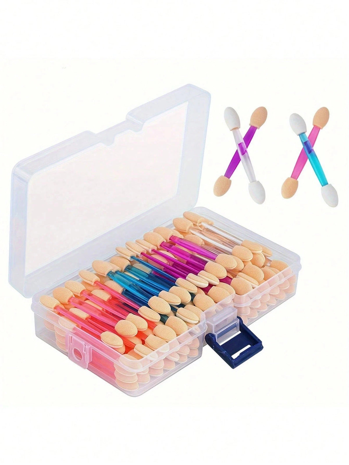 100/200Pcs Double-Headed Eyeshadow Brush, Disposable Dual Sided Eyeshadow Brush Double Ended Sponge Applicator Oval Tipped