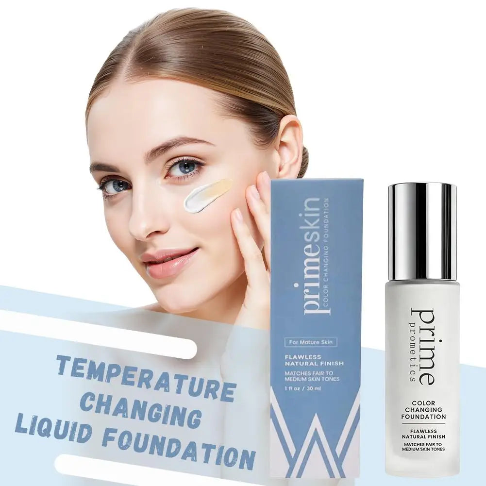 Prime Prometics Color Changing Foundation 30ml Tone Matching Liquid Makeup Flawless Natural Finish Waterproof Face Base Cream