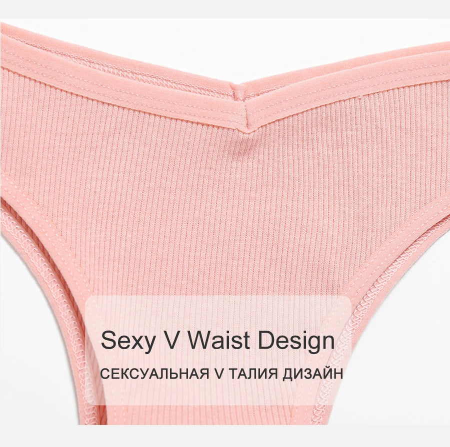 5Pcs/Set Women Cotton Brazilian Panties V Waist Female Underwear Comfortable Underwear Low Rise T-Back Bikini Girls Lingerie New